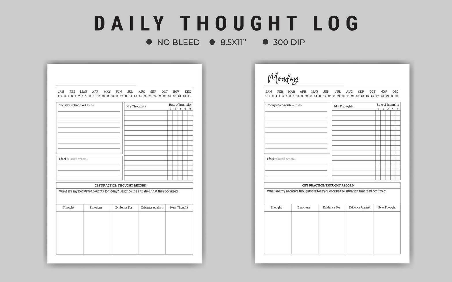 Daily Thought Log vector template