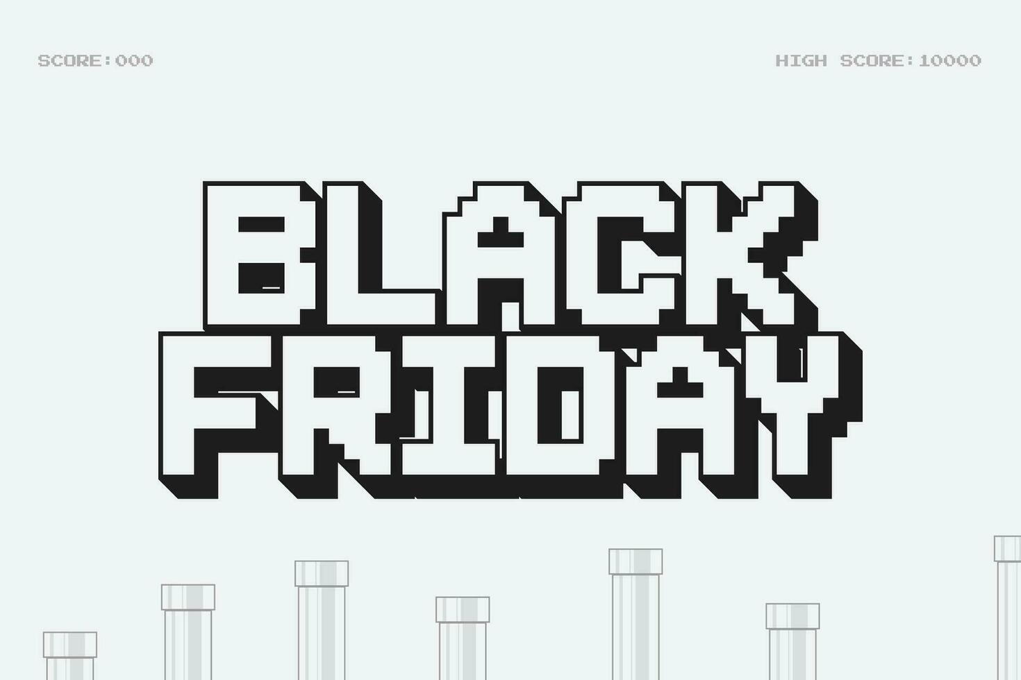 Black Friday banner design on retro gaming background. vector
