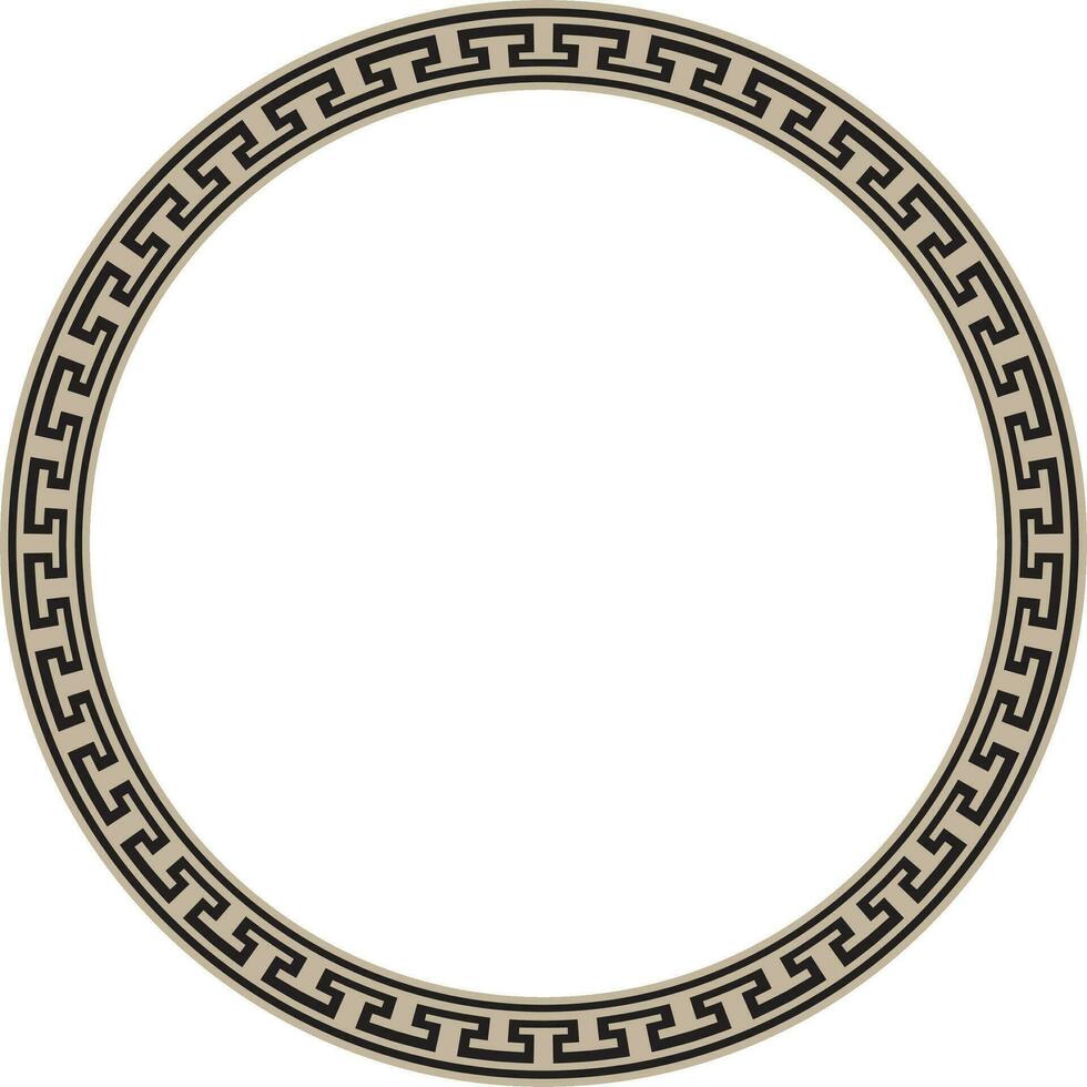 Vector gold and black round Chinese ornament. Circle border, east asian frame. Korea pattern, Taiwan, Hong Kong