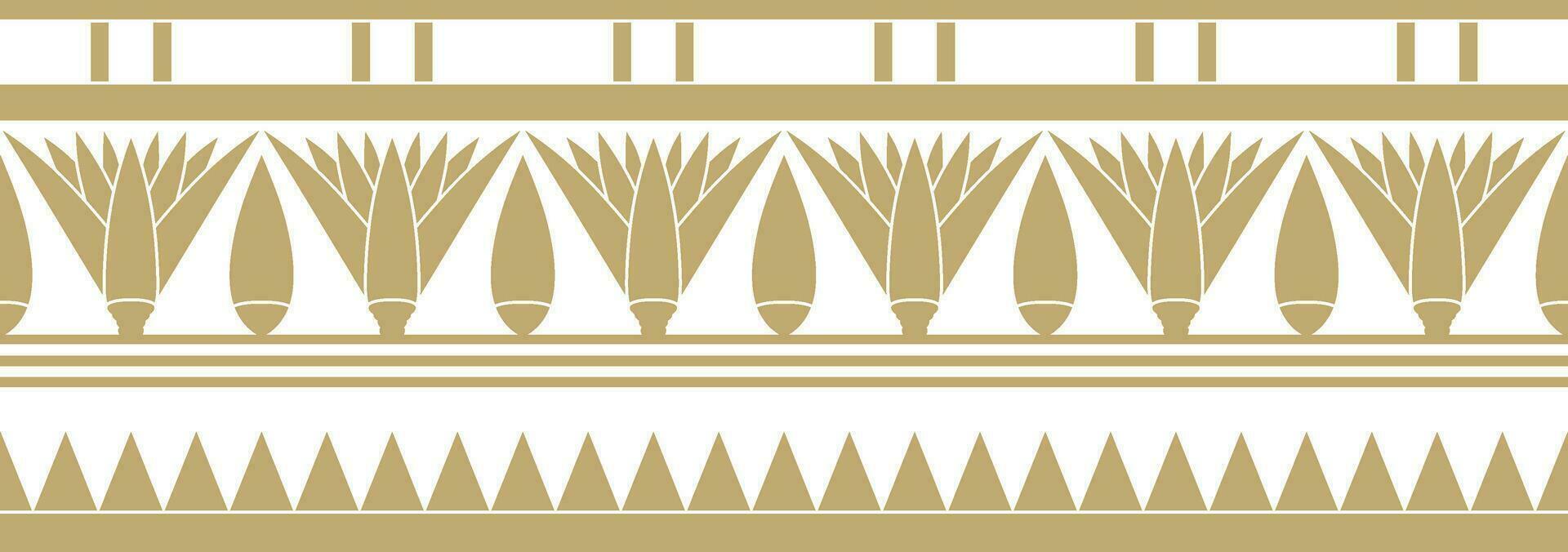 Vector ancient gold egyptian seamless ornament. Endless national ethnic border, frame