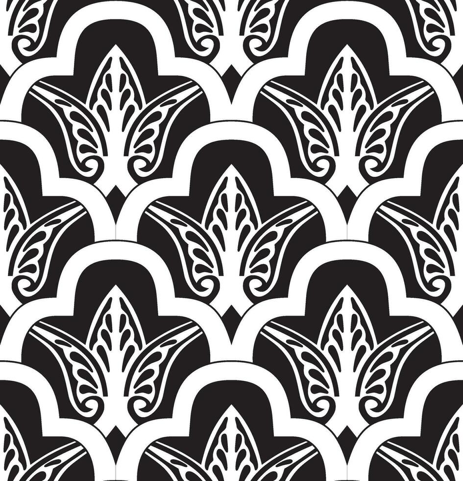 Vector monochrome seamless oriental national ornament, background. Endless ethnic floral pattern of Arab peoples. Persian painting