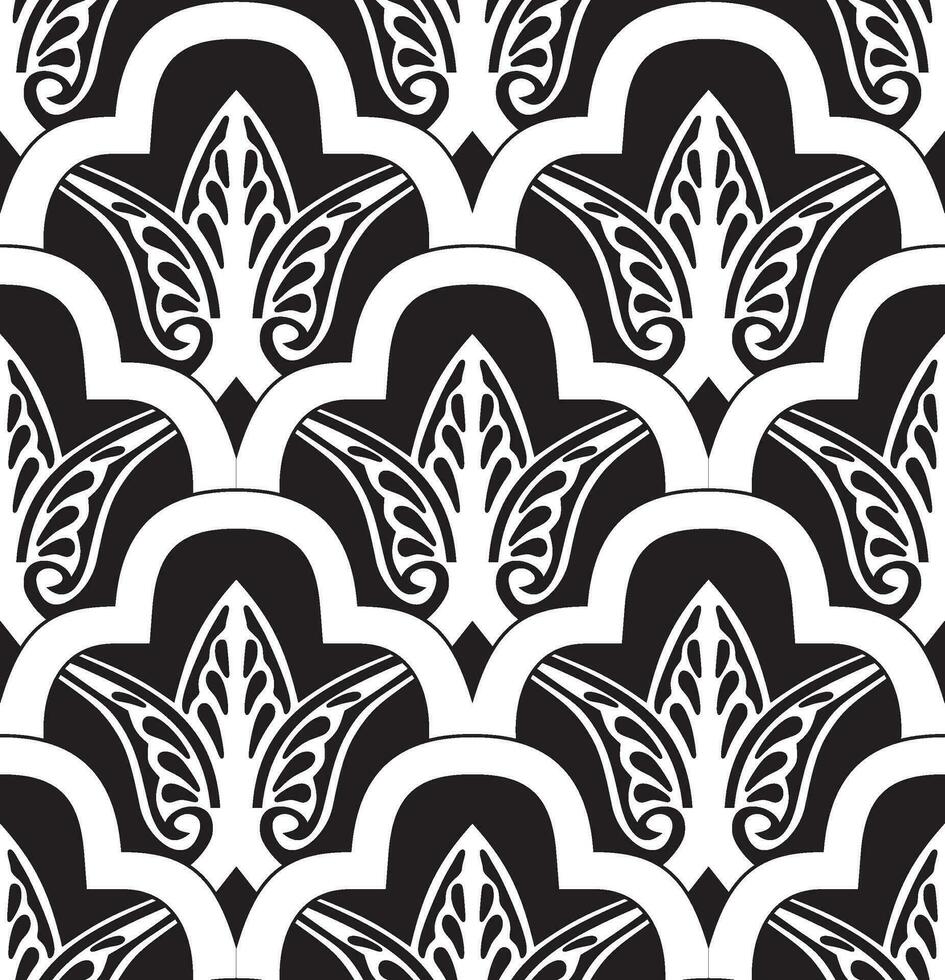 Vector monochrome seamless oriental national ornament, background. Endless ethnic floral pattern of Arab peoples. Persian painting