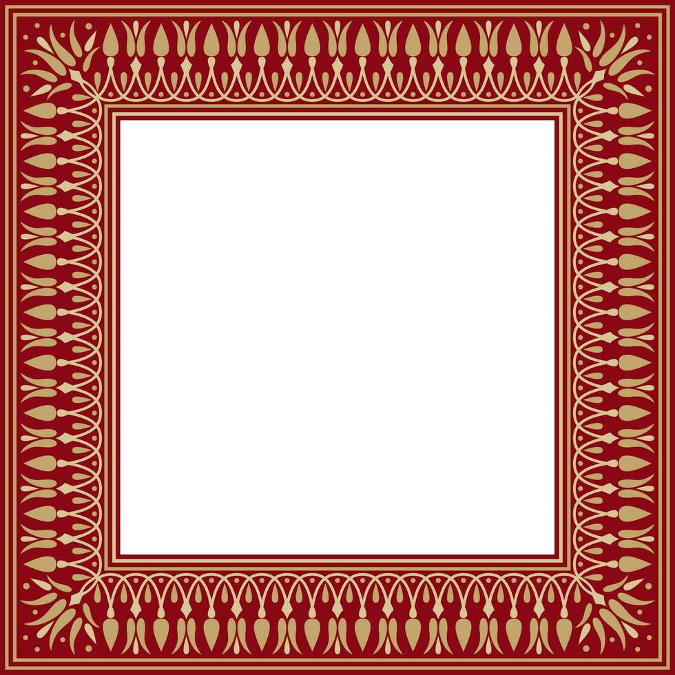 vector oro y rojo cuadrado clásico griego meandro ornamento. modelo de antiguo Grecia. borde, marco de el romano imperio..