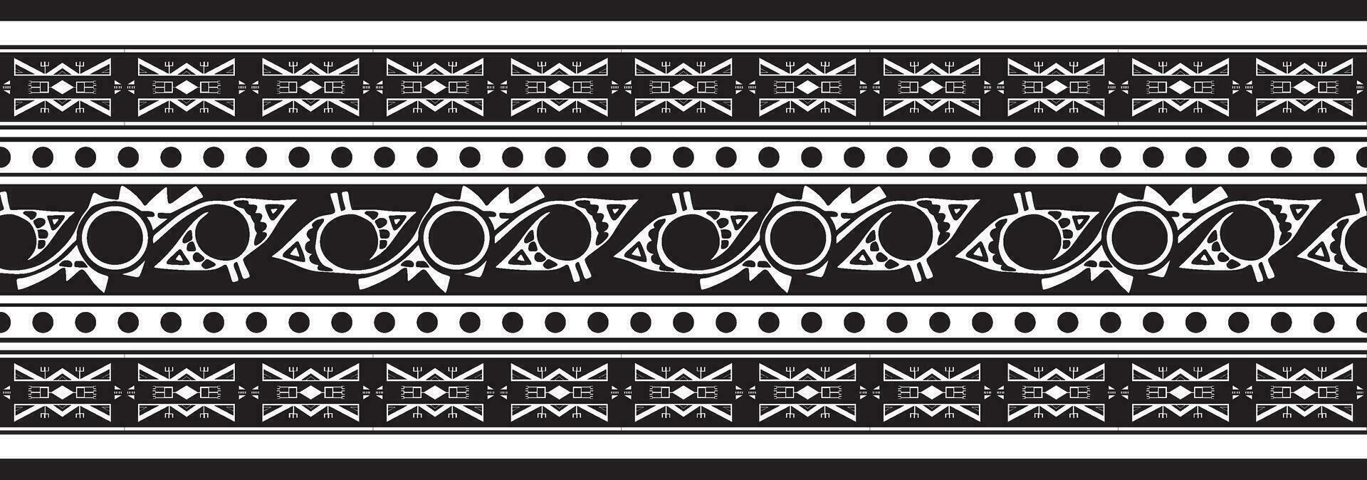 Vector monochrome seamless ornament of Native Americans, Aztecs. Endless border of the tribes of South and Central America