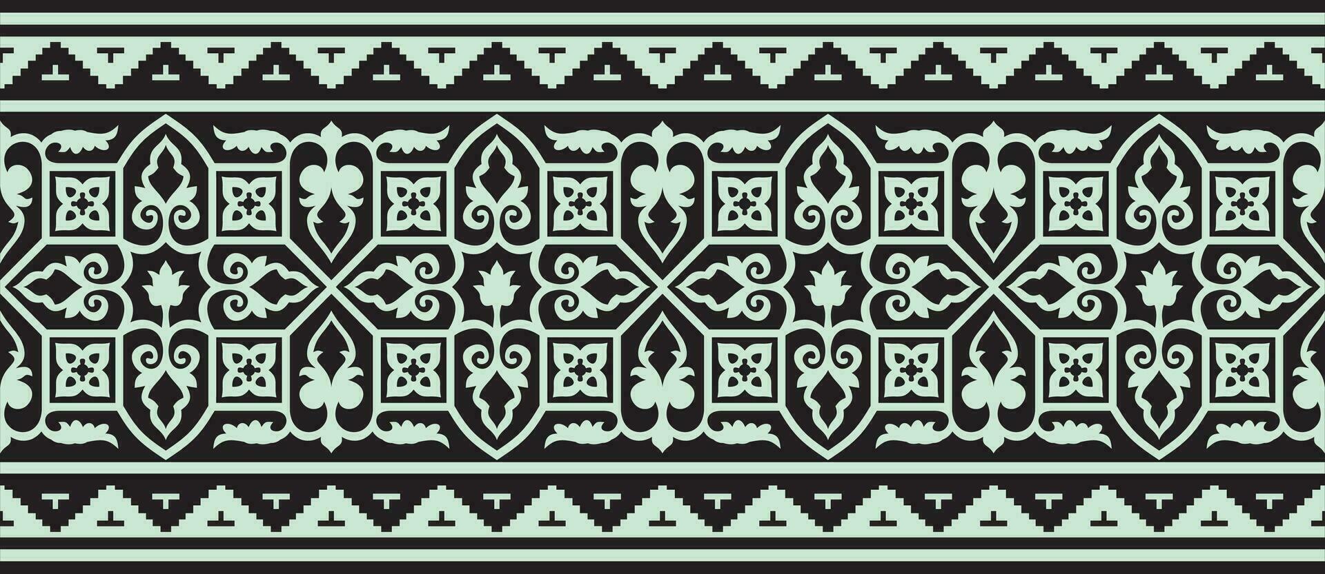 Vector green seamless Byzantine border, frame. Endless Greek pattern, Drawing of the Eastern Roman Empire. Decoration of the Russian Orthodox Church