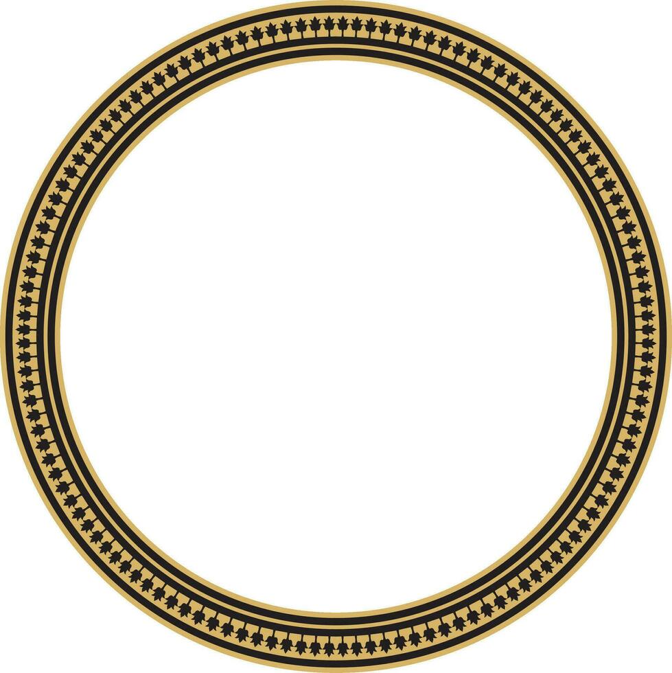 Vector golden and black round byzantine ornament. Circle, border, frame of ancient Greece and Eastern Roman Empire. Decoration of the Russian Orthodox Church