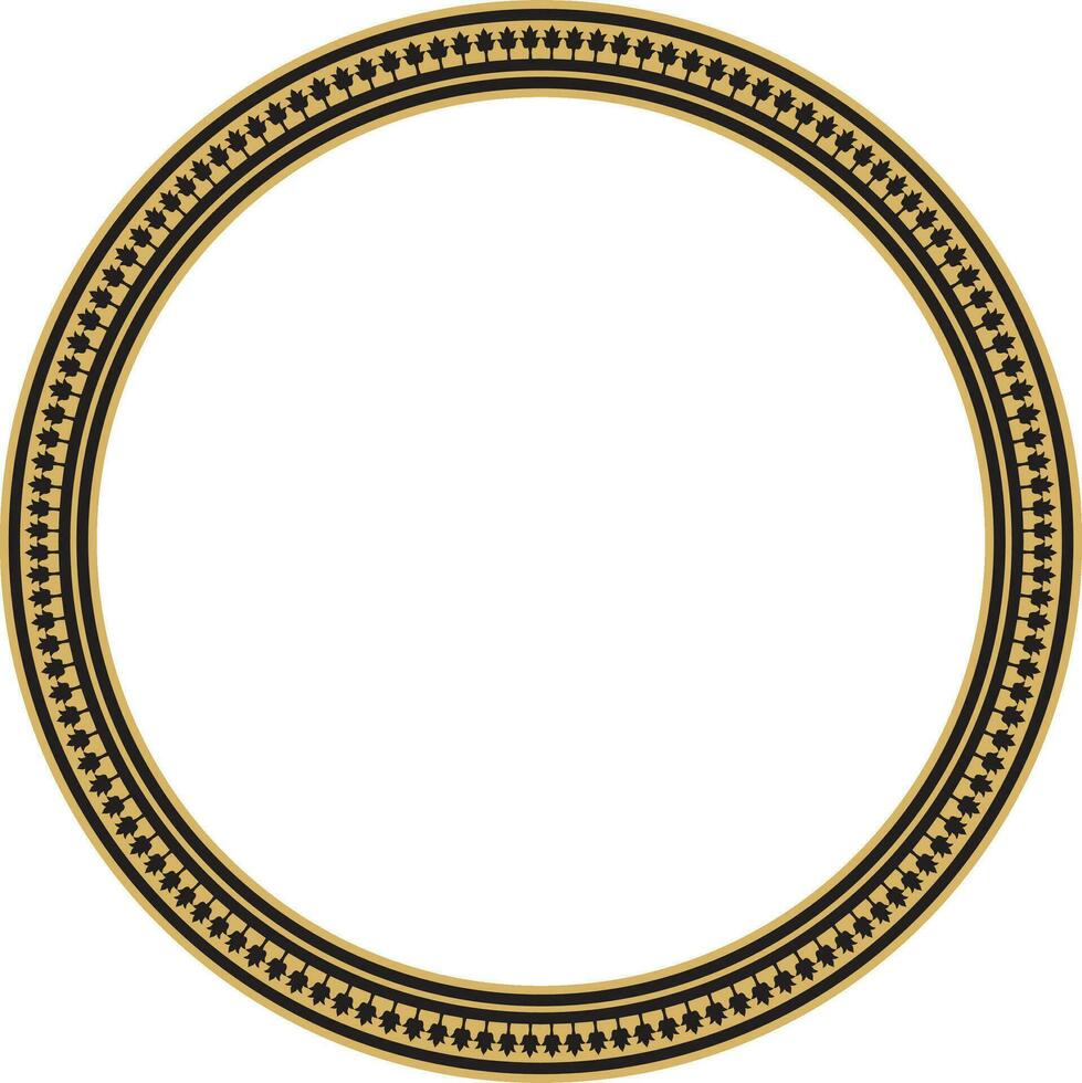 Vector golden and black round byzantine ornament. Circle, border, frame of ancient Greece and Eastern Roman Empire. Decoration of the Russian Orthodox Church