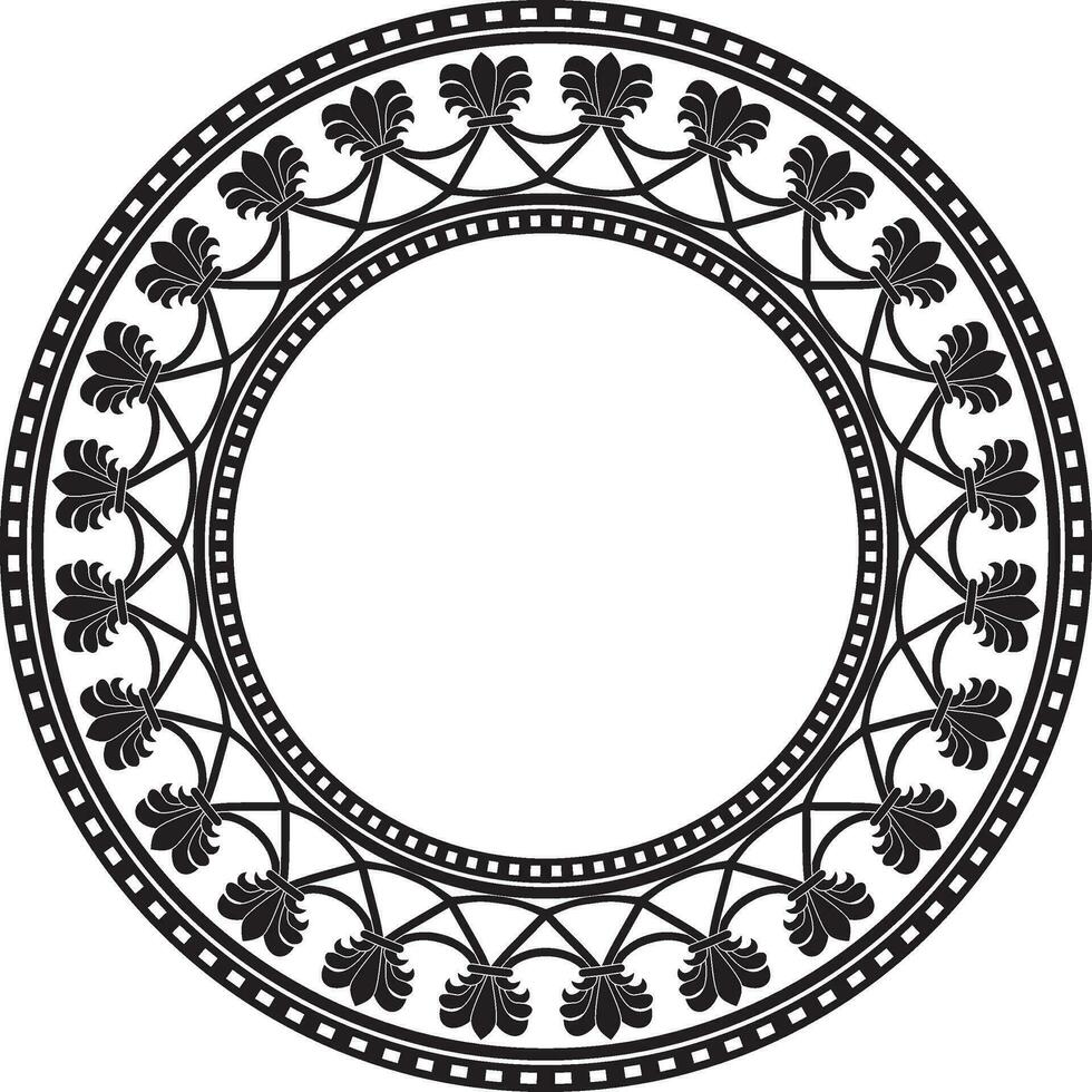 Vector round black monochrome national persian ornament. Circle, frame, border ethnic pattern of Iranian civilization