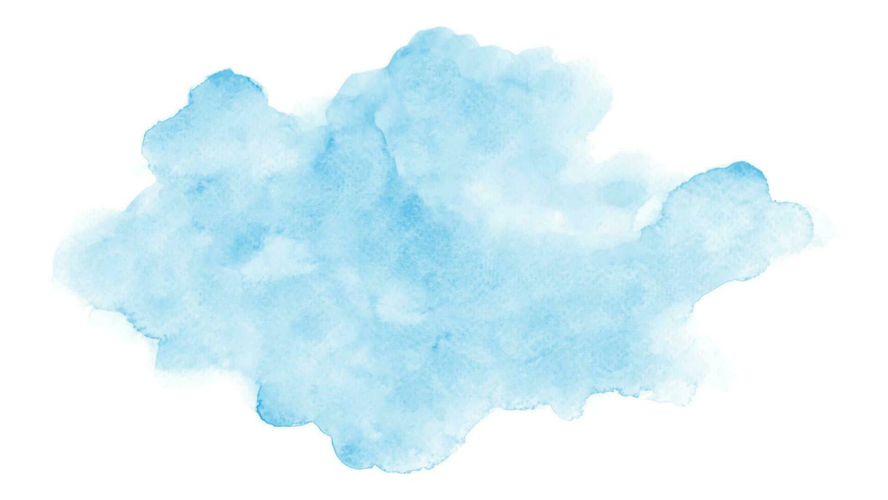 Abstract light blue clouds watercolor stain on white background vector