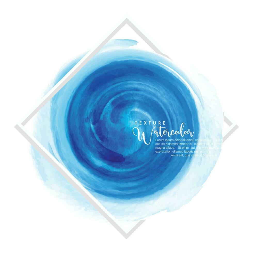 Circle blue watercolor brush design over white square frame for text vector