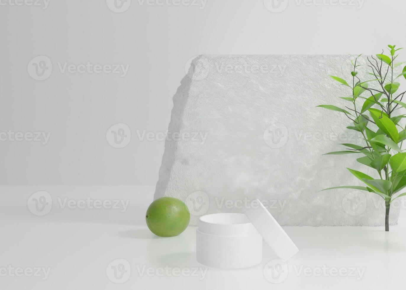 Face cream tube mockup on a white rock photo