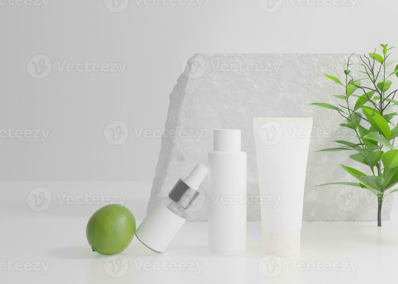 Body Care packaging design mockup on a white rock photo
