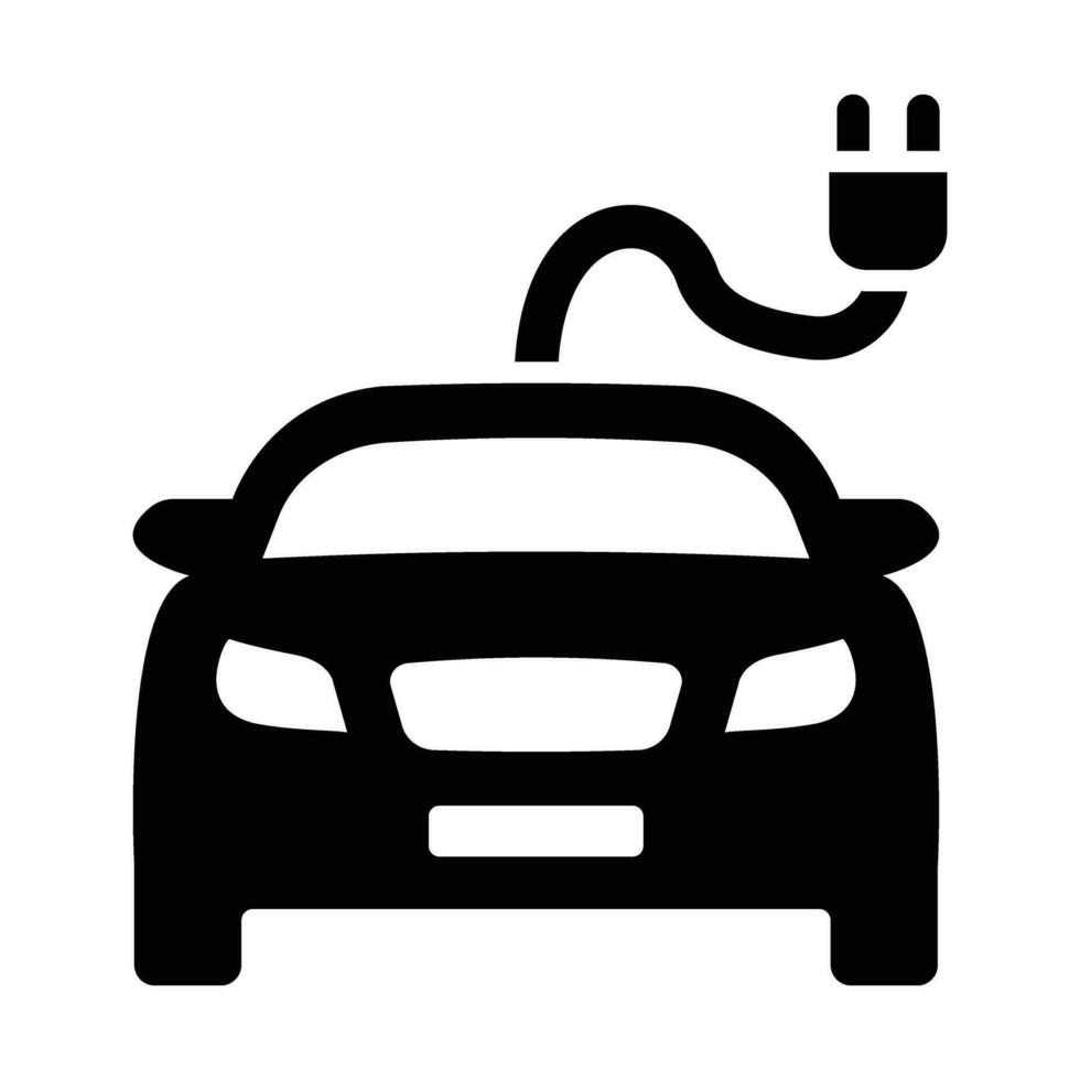 Electric Car Vector Glyph Icon For Personal And Commercial Use.