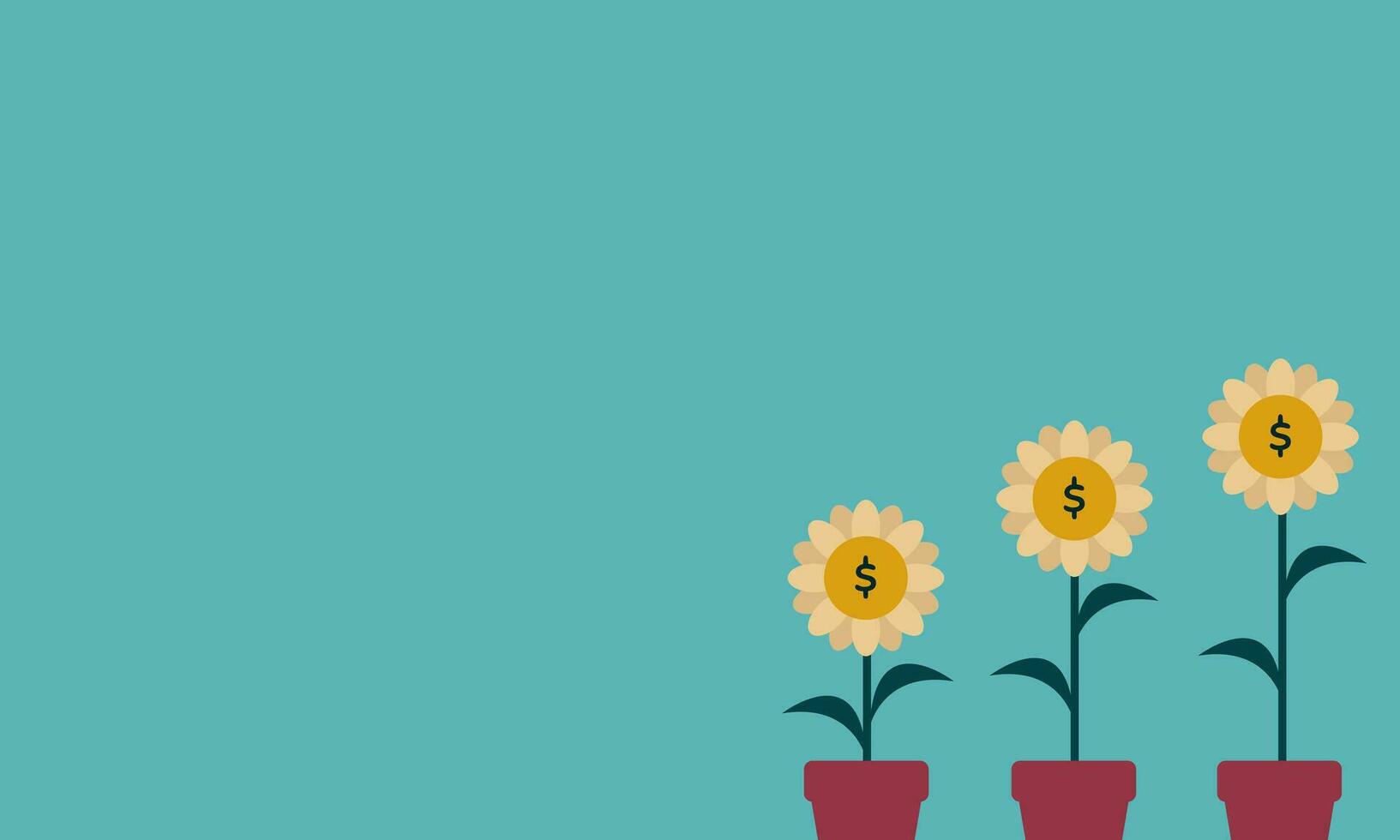 Investment Growth. Depicted with the dollar sign on a blooming flower. vector