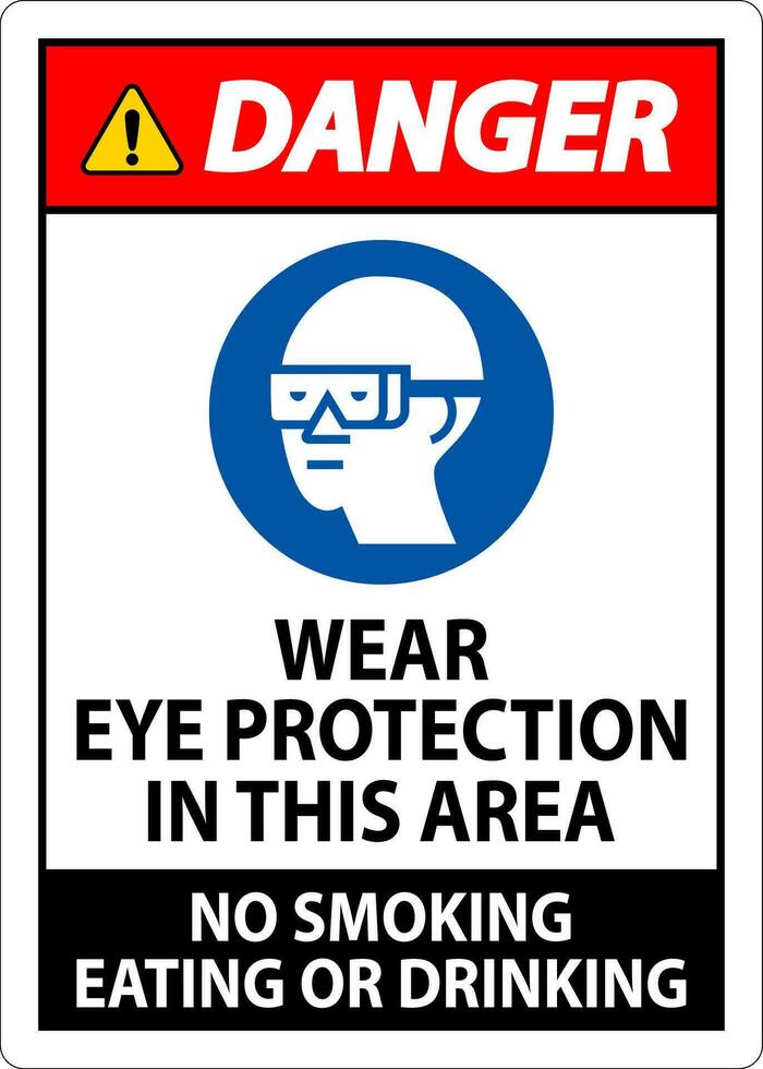 Danger Sign Wear Eye Protection In This Area, No Smoking Eating Or Drinking vector