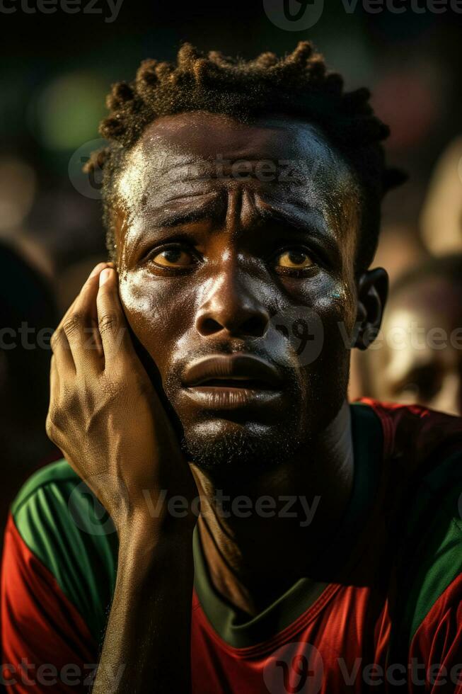 triste burkina faso fútbol aficionados foto