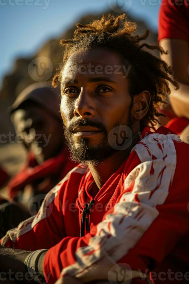 Sad Omani beach soccer fans photo