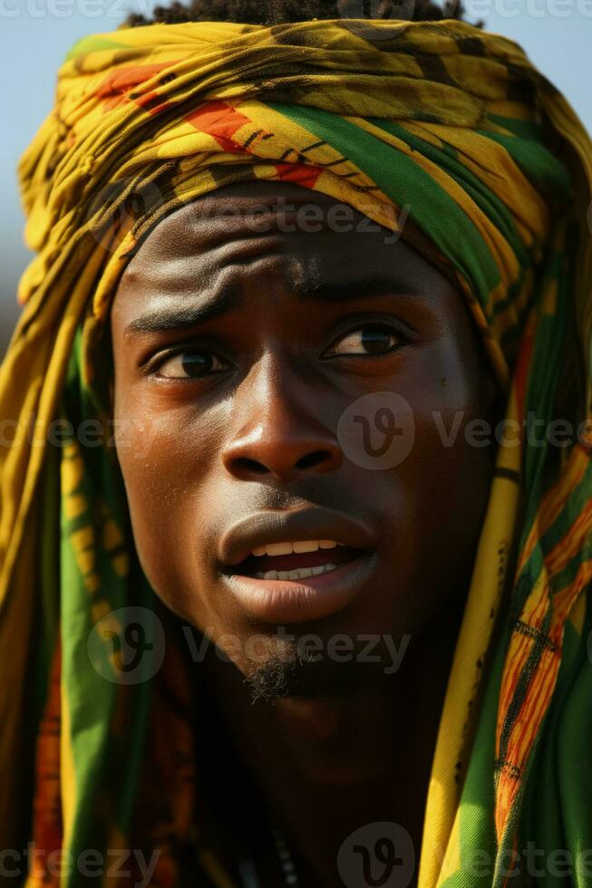 Sad Senegalese beach soccer fans photo