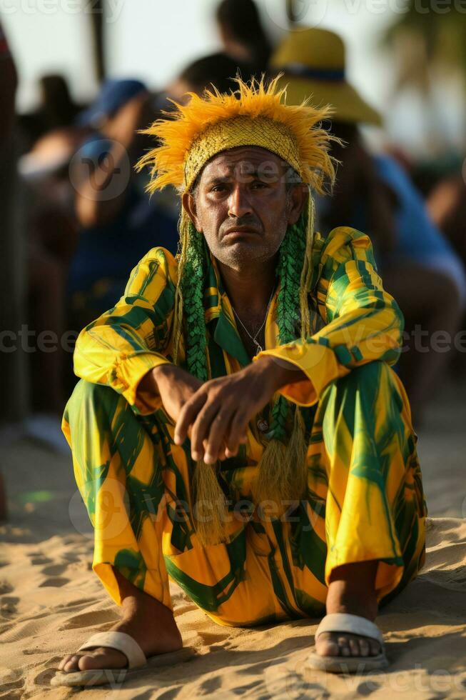 Sad Brazilian beach soccer fans photo