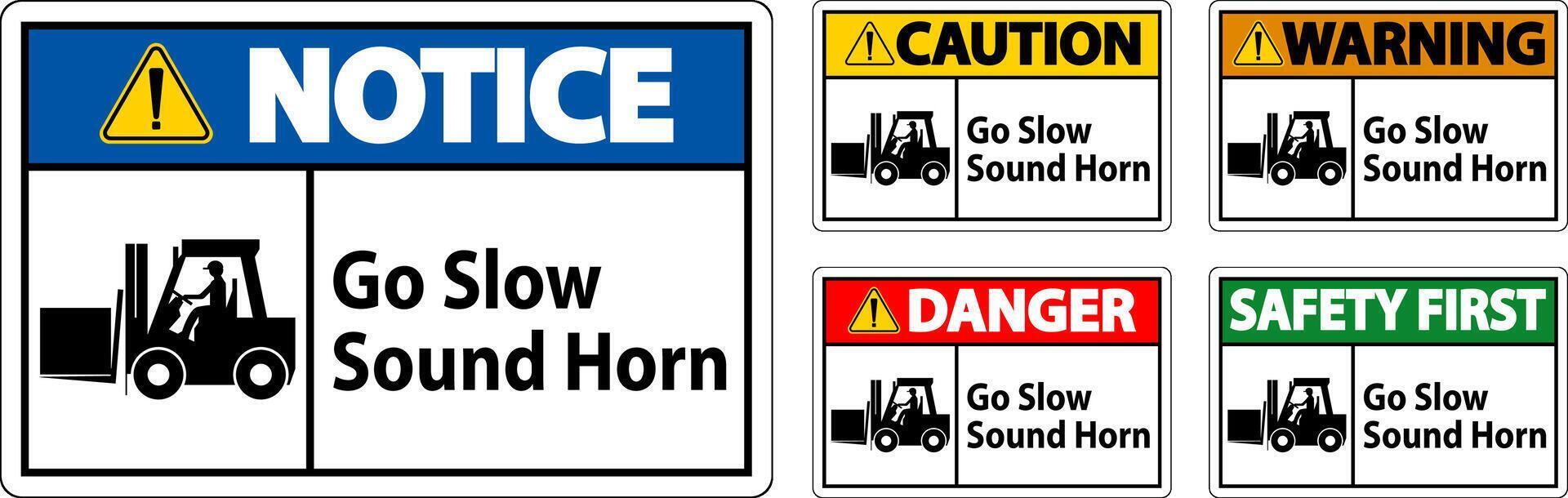 Caution Sign, Go Slow Sound Horn Sign vector