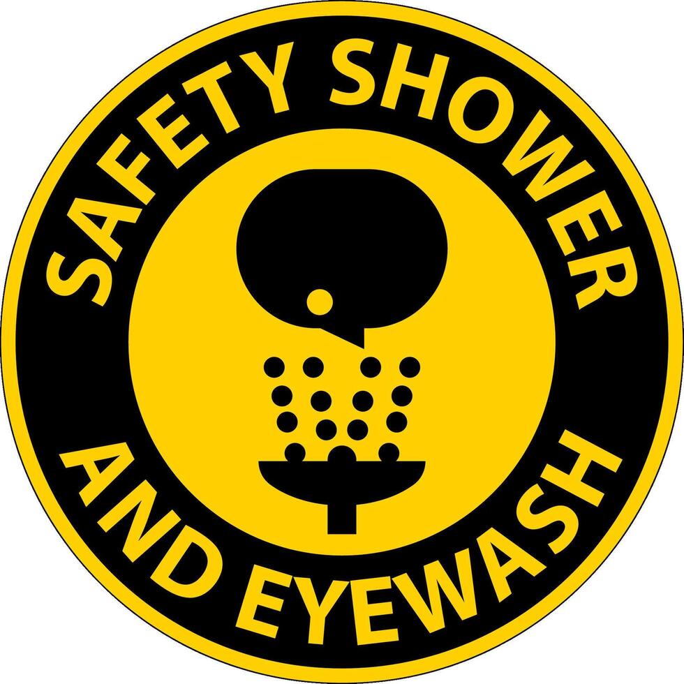 Floor Sign Safety Shower And Eyewash vector