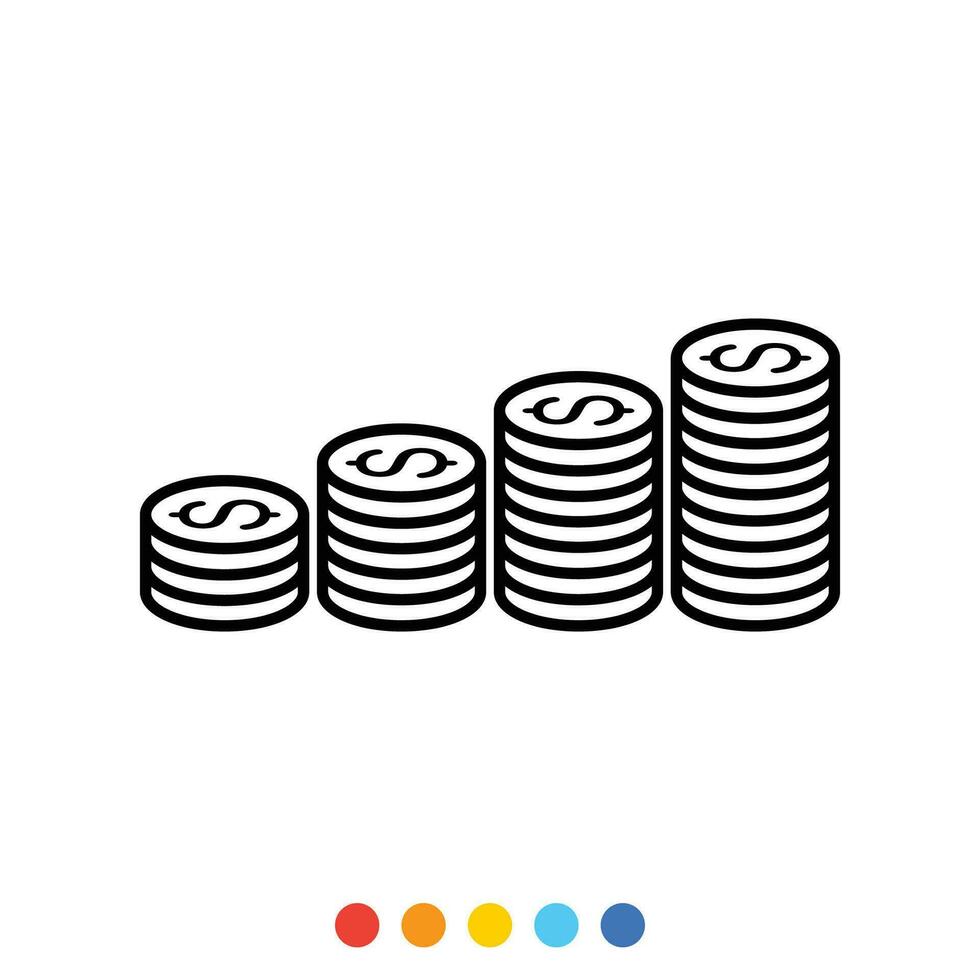 Icon of a Pile of Dollar coins. vector