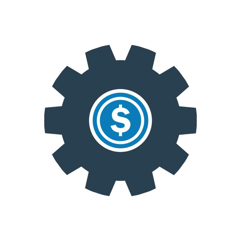 Finance Management Icon. With Gear and Dollar Symbols. Editable Flat Vector Illustration.