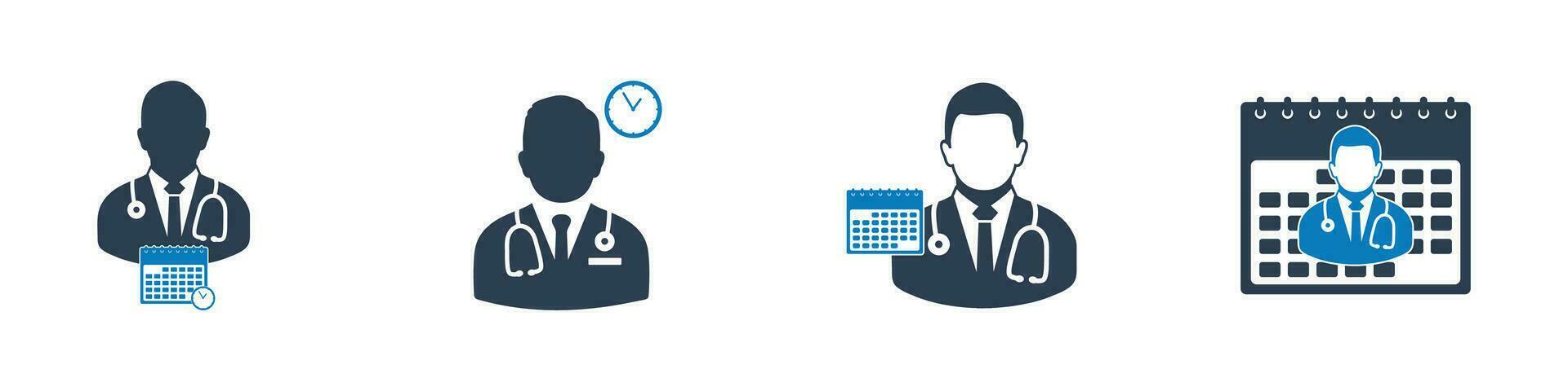 Doctor Appointment Icon Set. Editable Flat Vector Illustration.