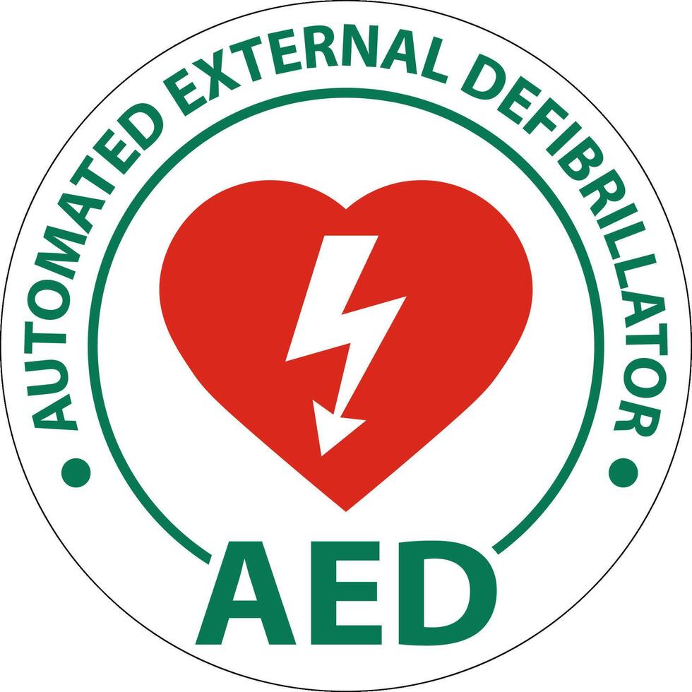 Floor Sign AED with Defib Heart, Red Border Floor Sign vector