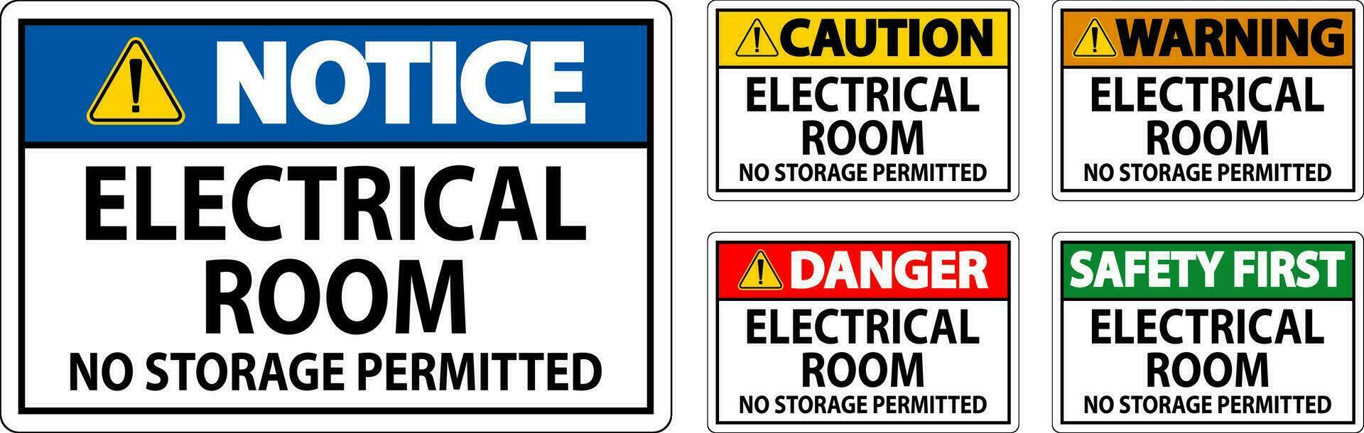 peligro firmar eléctrico habitación, No almacenamiento permitido vector