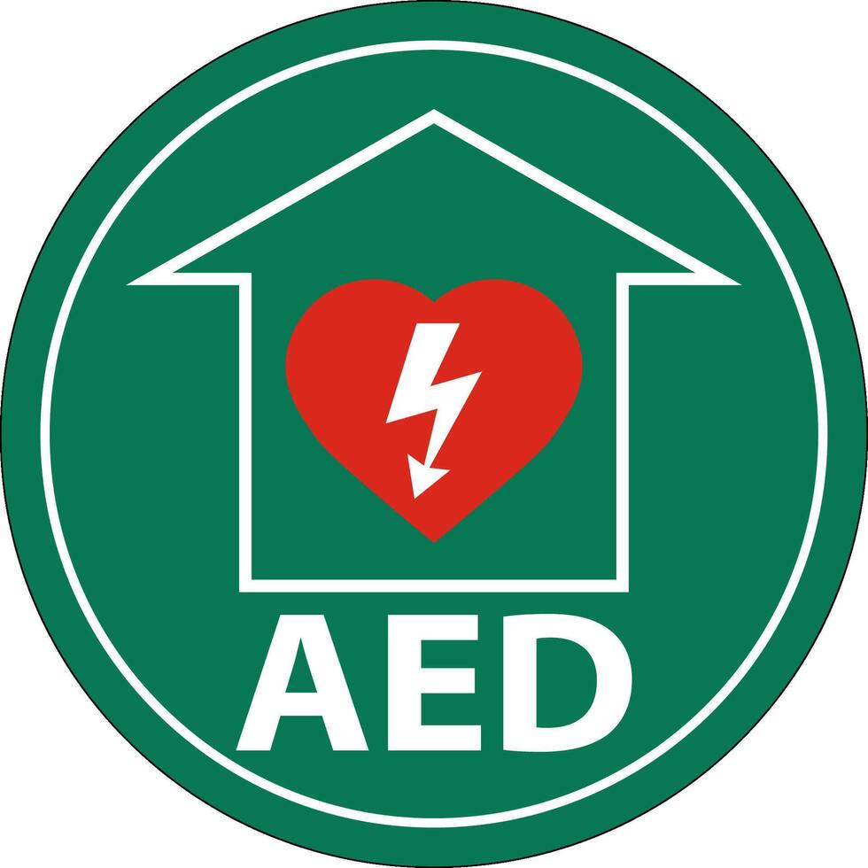 Floor Sign AED with Defib Heart, Red Border Floor Sign vector