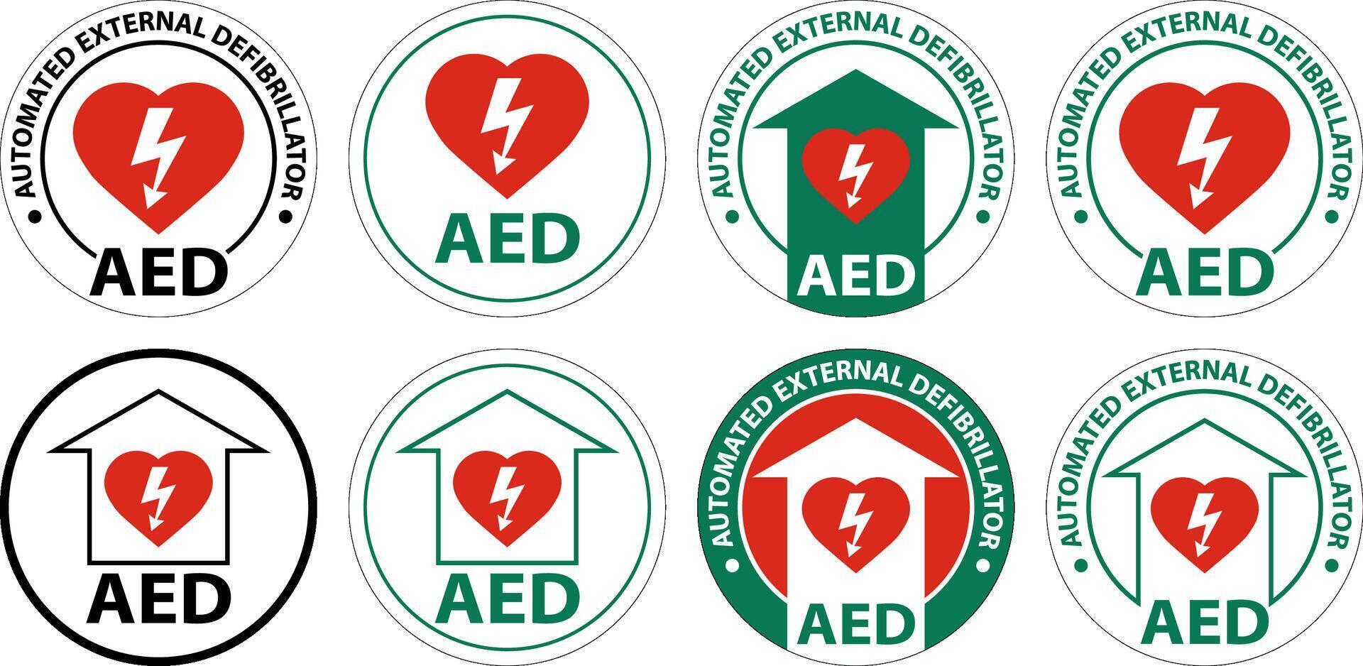 Floor Sign AED with Defib Heart, Red Border Floor Sign vector