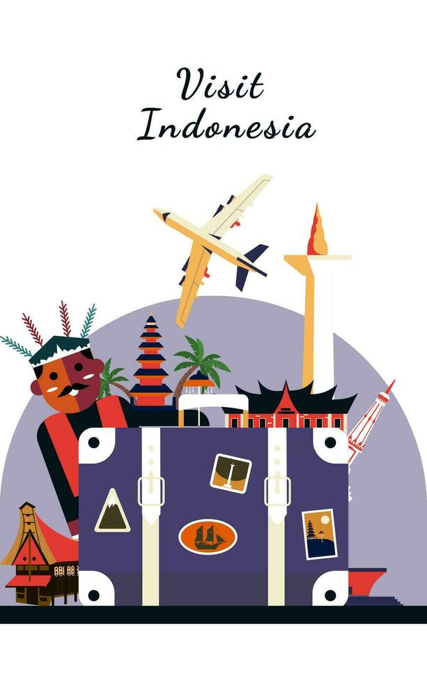 Visit Indonesia tourism and travel vector