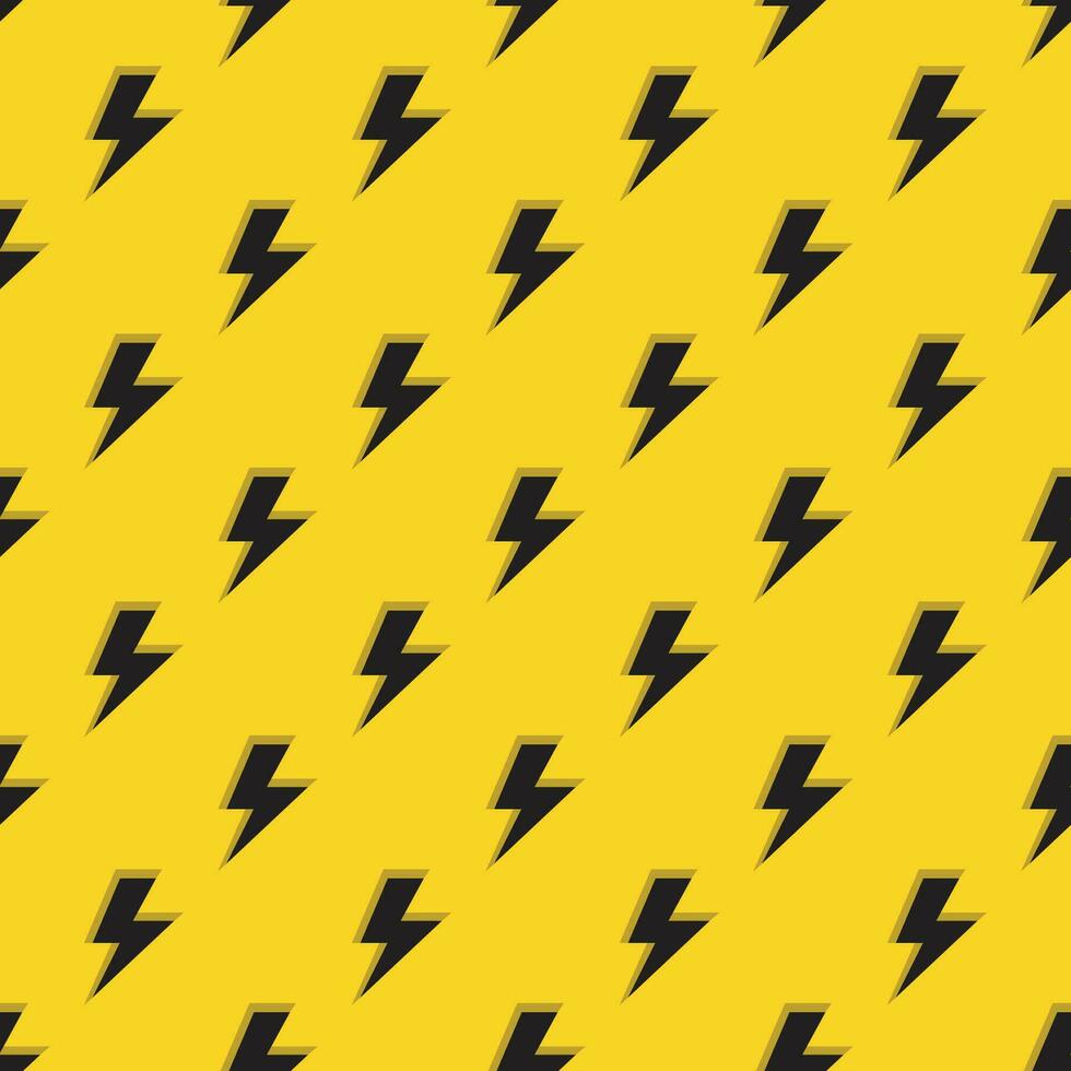 electrical emblem lightning seamless pattern in black on a yellow background vector