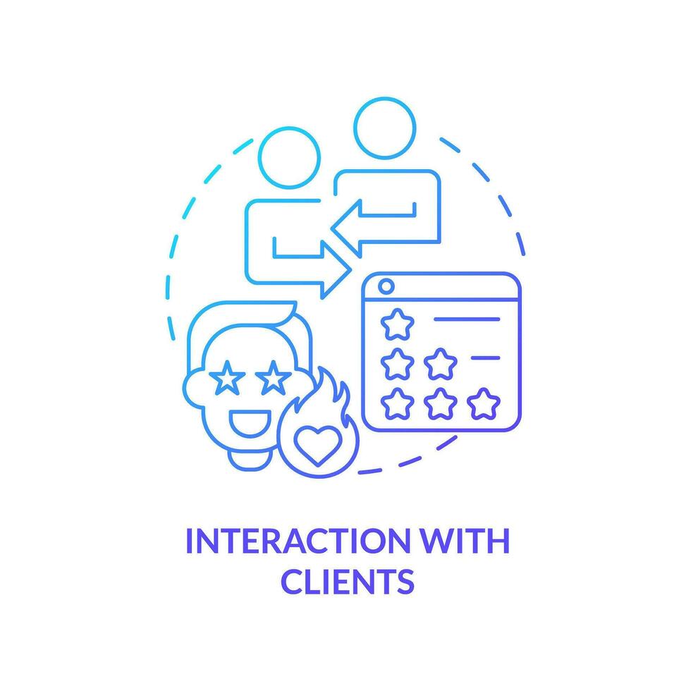 Interaction with clients blue gradient concept icon. Customer satisfaction. Online poll. Market analysis. Product review abstract idea thin line illustration. Isolated outline drawing vector