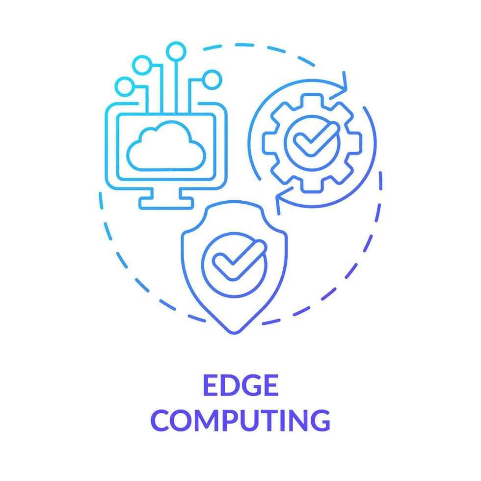 Edge computing blue gradient concept icon. Data processing methods ...