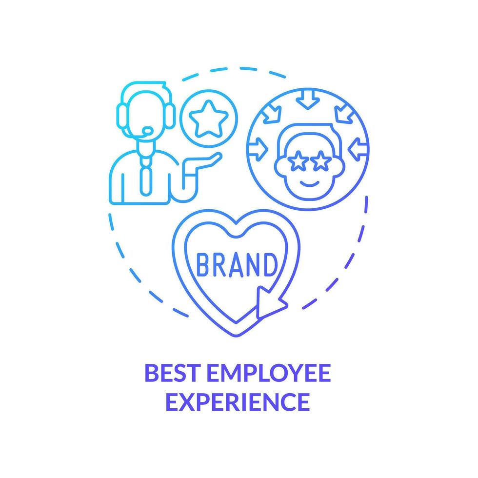 Best employee experience blue gradient concept icon. Customer service. Retail trend. Brand growth. Invest in people. Employee benefit abstract idea thin line illustration. Isolated outline drawing vector
