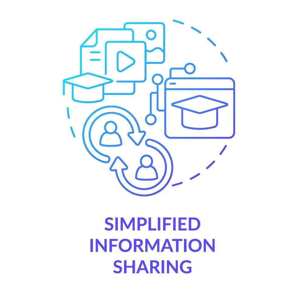 Simplified information sharing blue gradient concept icon. Access to knowledge. ICT benefit in education abstract idea thin line illustration. Isolated outline drawing vector