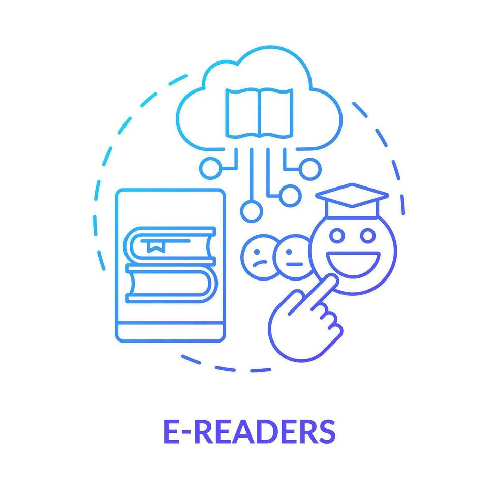 E readers blue gradient concept icon. Devices for digital books. Educational application of ICT abstract idea thin line illustration. Isolated outline drawing vector