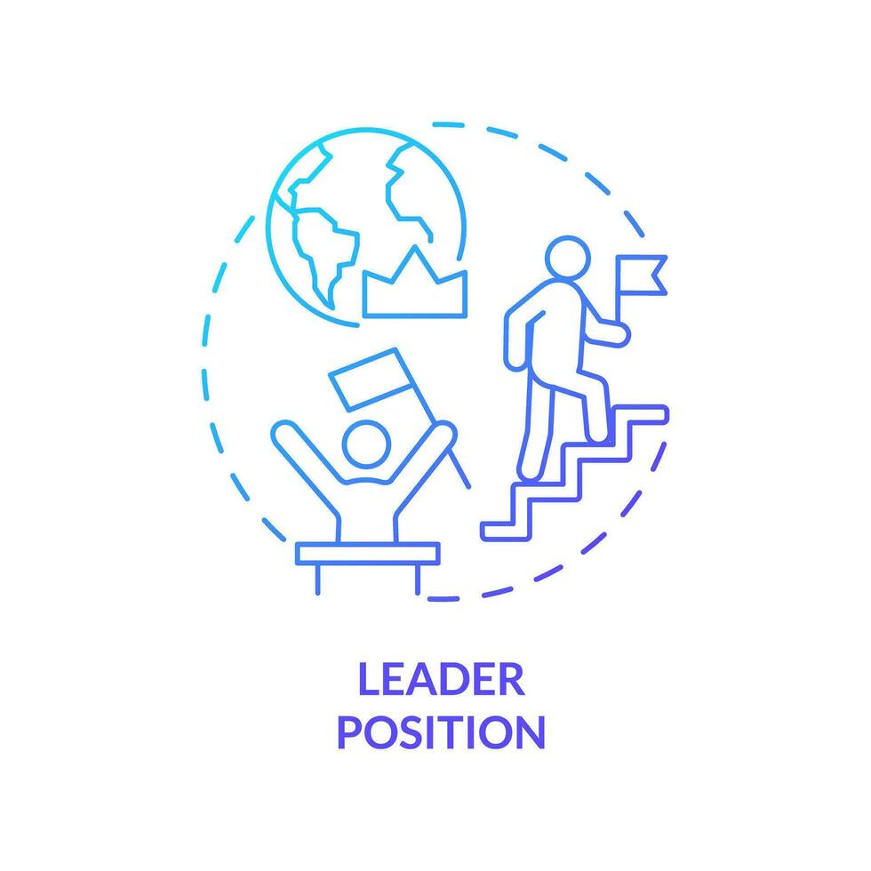 Leader position blue gradient concept icon. Leadership development. Business success. Goal achievement. Forward thinking abstract idea thin line illustration. Isolated outline drawing vector
