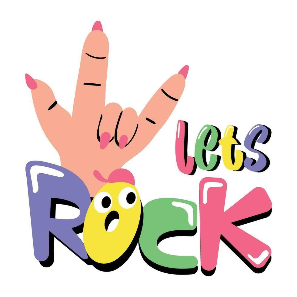 Trendy Lets Rock vector