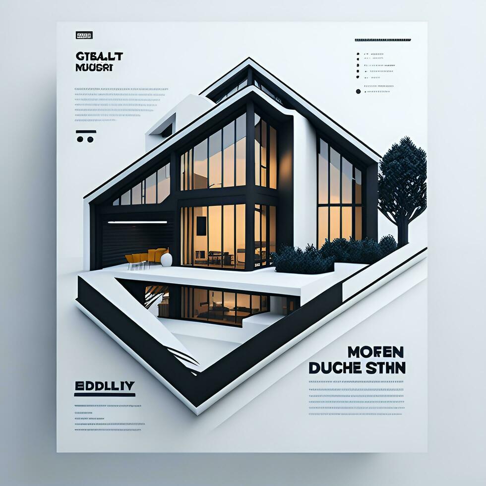 Digital modern house color full business flyer design generated AI photo