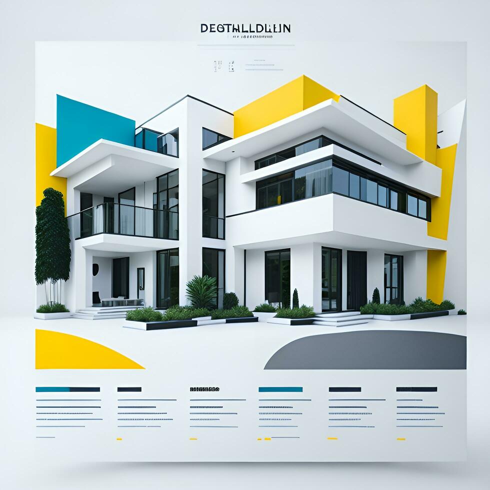 Digital modern house color full business flyer design generated AI photo