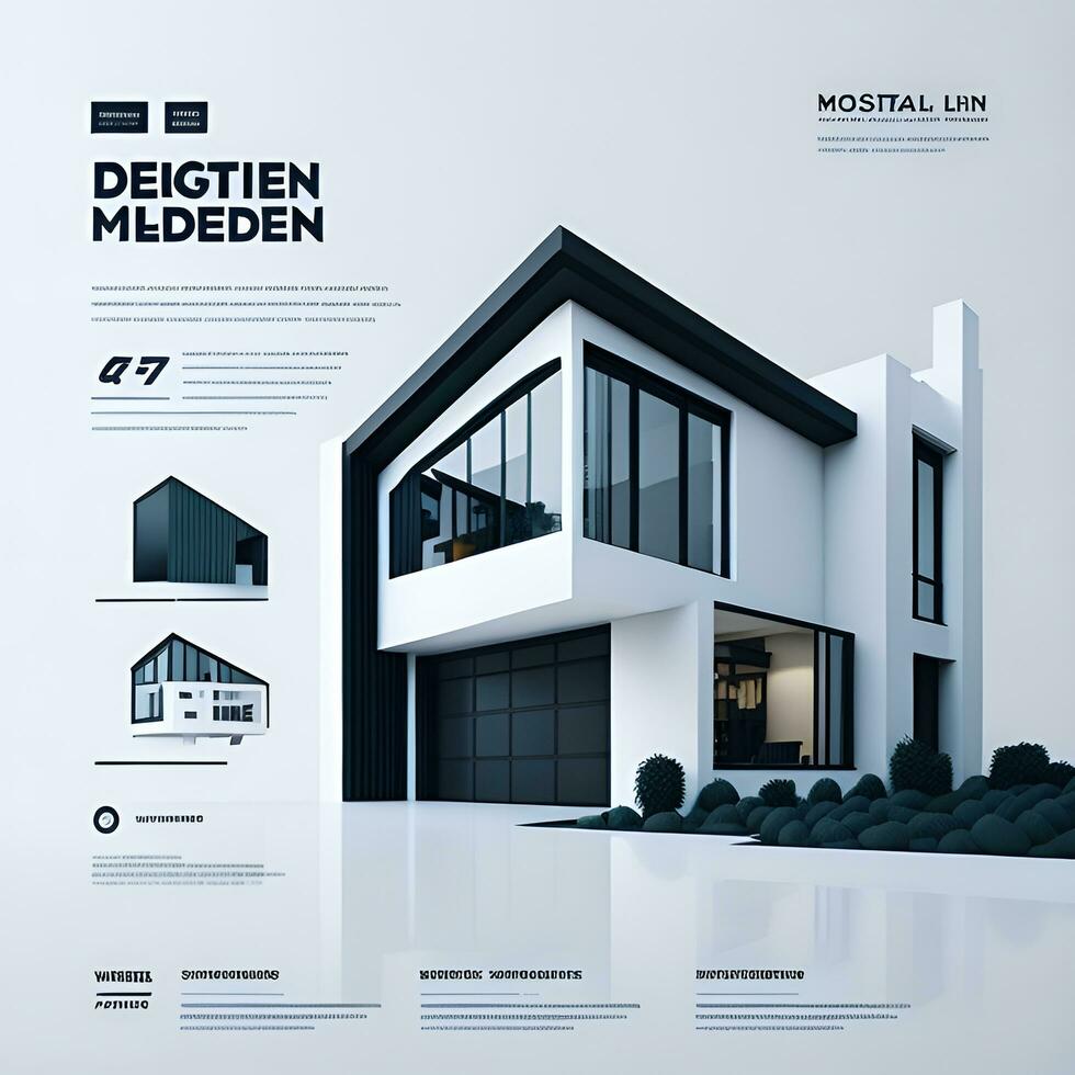 Digital modern house color full business flyer design generated AI photo