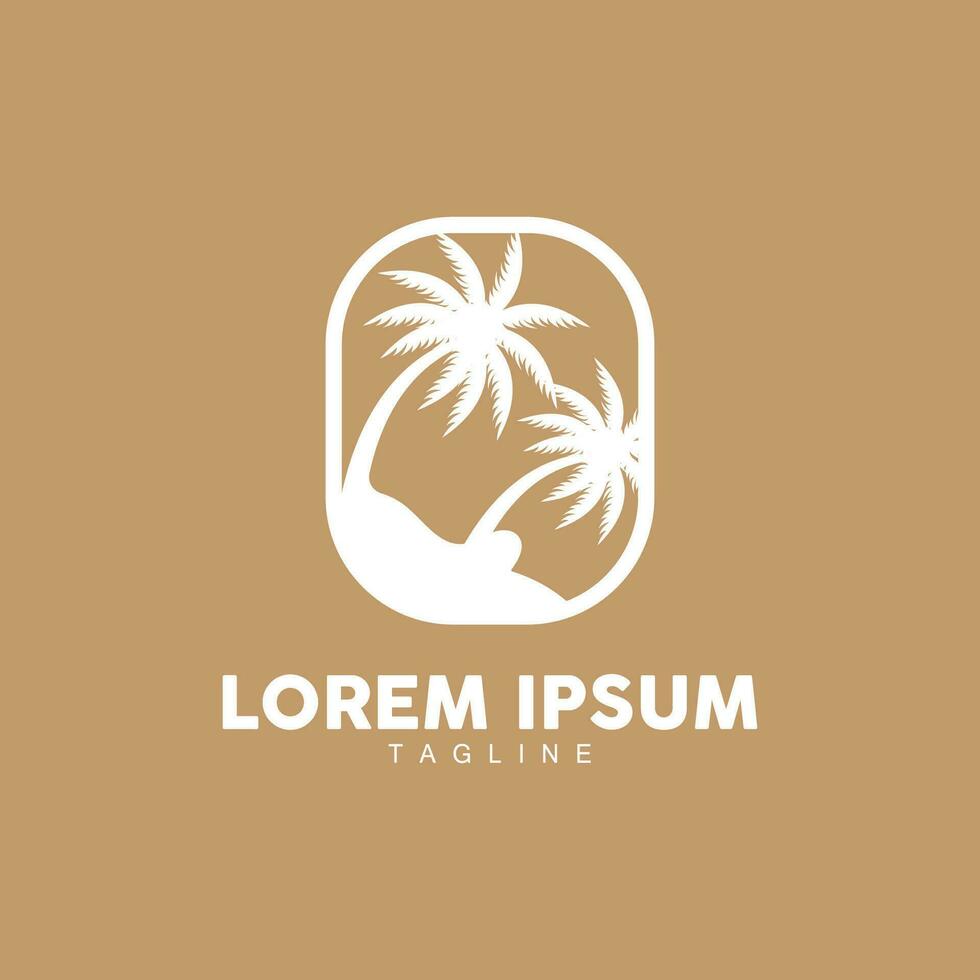 Coconut Tree Logo, Palm Tree Sunset Beach Vector, Elegant Minimalist Simple Design, Symbol Template Icon vector
