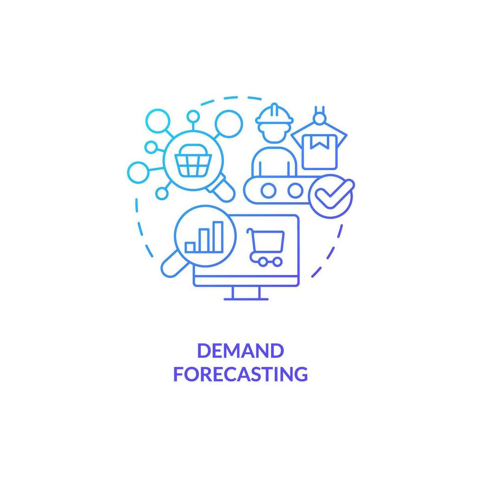 2D gradient demand forecasting thin line icon concept, isolated vector, illustration representing overproduction. vector