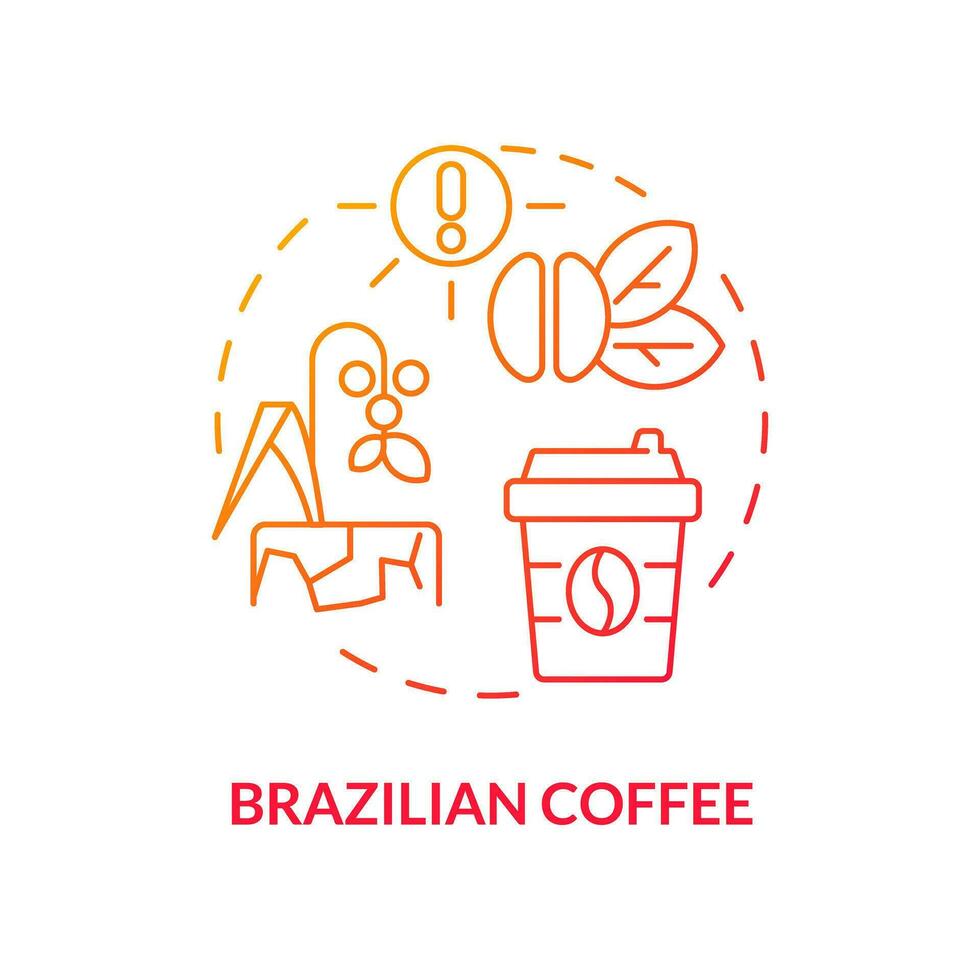 Gradient Brazilian coffee icon representing heatflation concept, isolated vector, thin line illustration of global warming impact. vector