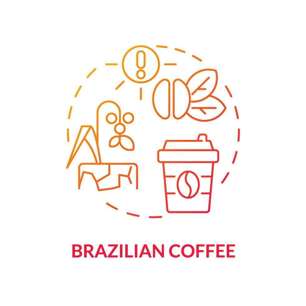 Gradient Brazilian coffee icon representing heatflation concept, isolated vector, thin line illustration of global warming impact. vector