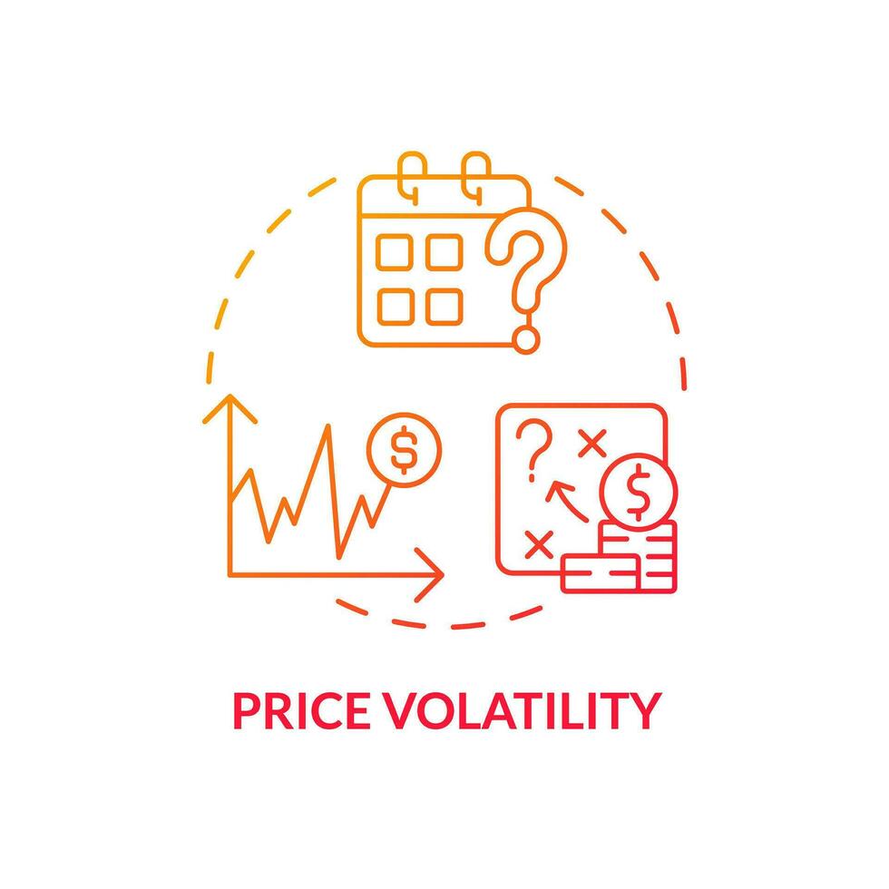 Gradient price volatility icon representing heatflation concept, isolated vector, thin line illustration of global warming impact. vector