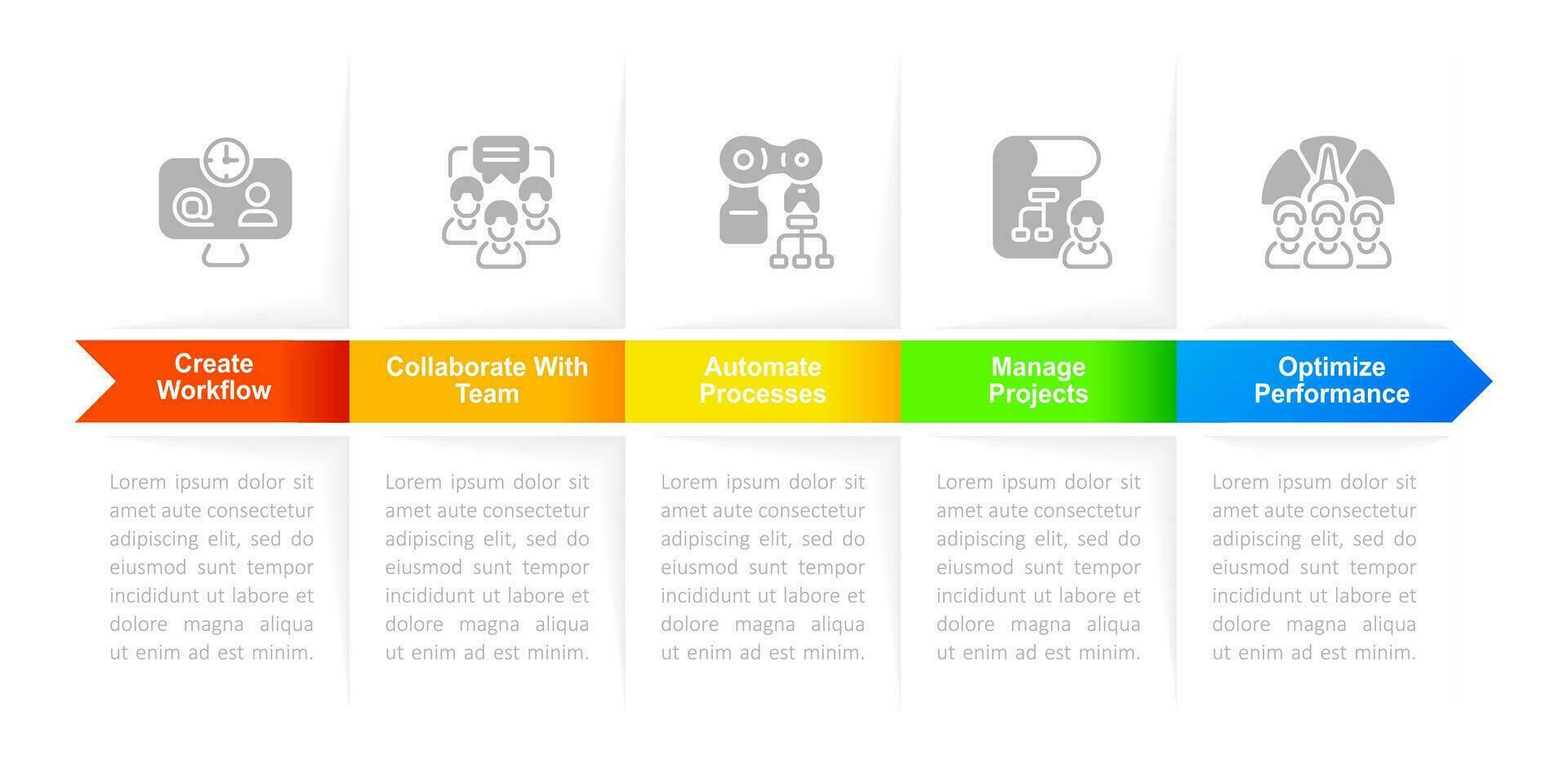 Productivity infographic chart design template. Business tool. Work efficiency. Editable infochart with icons. Instructional graphics with step sequence. Visual data presentation vector